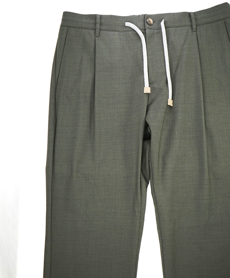 ELEVENTY - JOGGER *SUEDE Draw String* Green Dress/Casual Pants- 38W