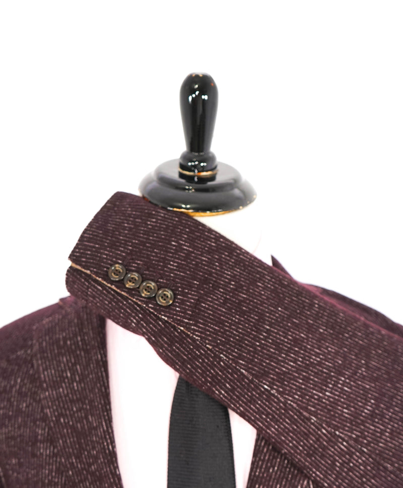 ELEVENTY - Brown/Burgundy Micro Stripe Wool & Cotton Notch Blazer - 40 (50 EU)