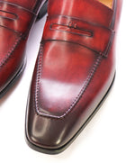 MAGNANNI - Hand Patina Red Slim Silhouette Penny Loafer - 11
