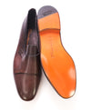 SANTONI - Brown Hand-Antiqued "Mock" Leather Monk Strap Loafers - 11.5