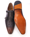 MAGNANNI - Double Monk Strap Loafers With Brown Gray Patina Detail - 9