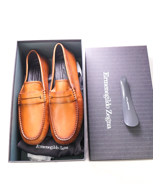 ERMENEGILDO ZEGNA - Brown Tan Leather "Morris" Loafer Driver Shoe - 10.5