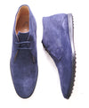 TOD’S - Supple Blue Suede Logo Chukka Boot With Logo - 11