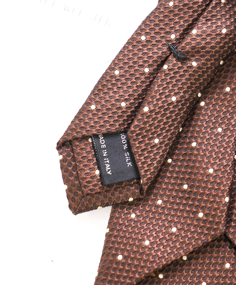 $295 TOM FORD - Handmade In Italy Brown Polka Dot SILK - Tie