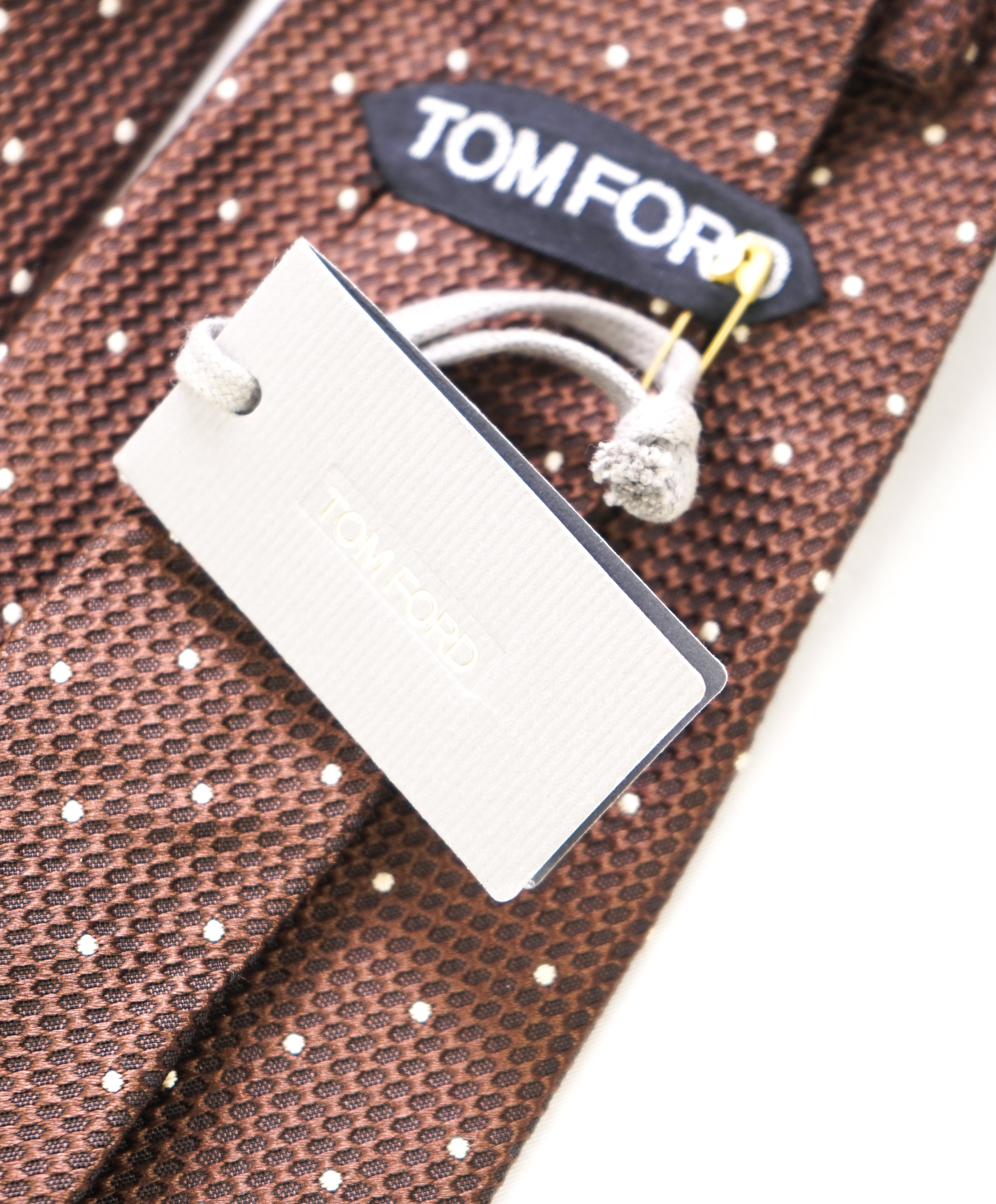 $295 TOM FORD - Handmade In Italy Brown Polka Dot SILK - Tie