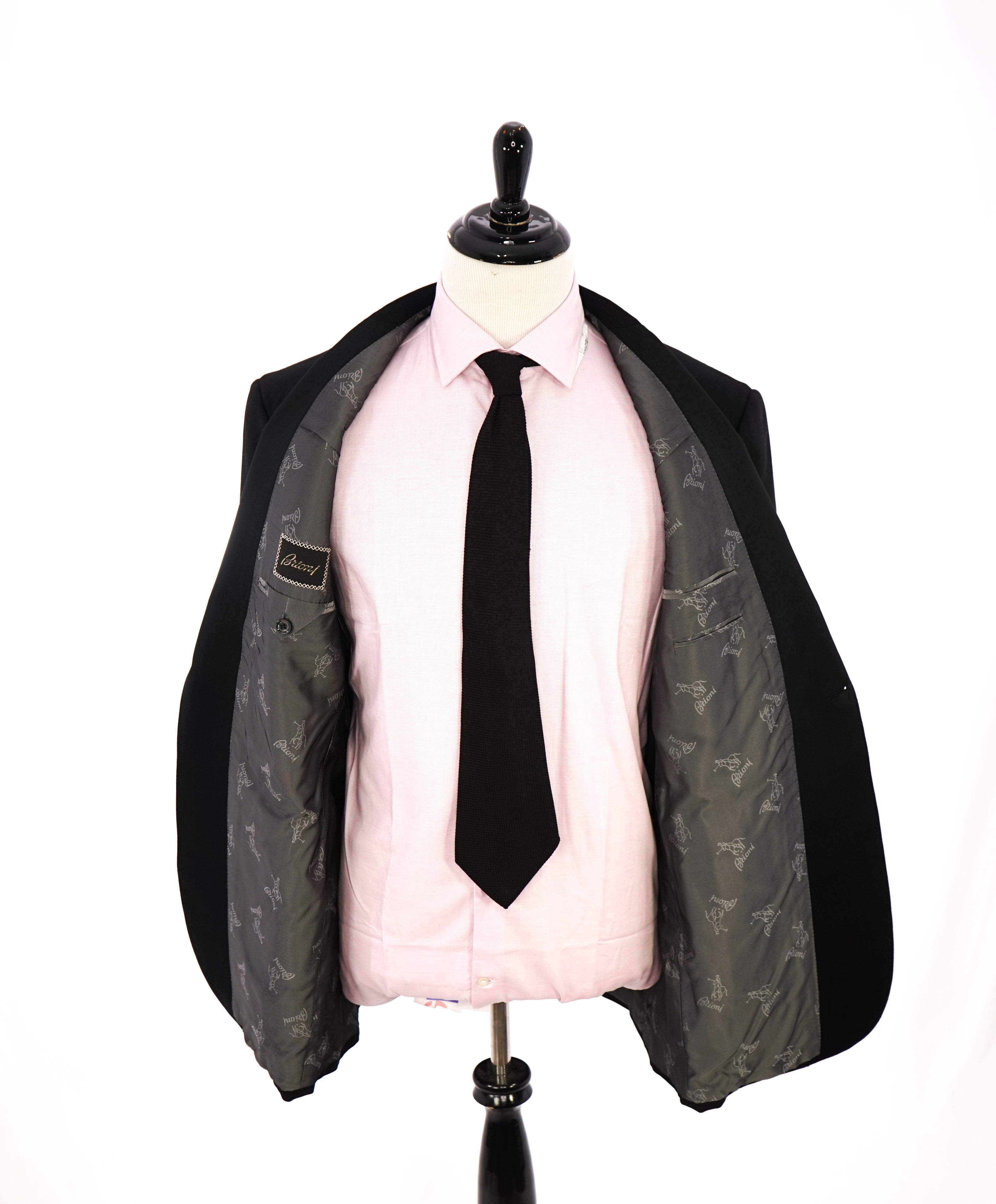 BRIONI - *CELEB FAVORITE* Hand Made Italy Black Peak Lapel Tuxedo - 46L