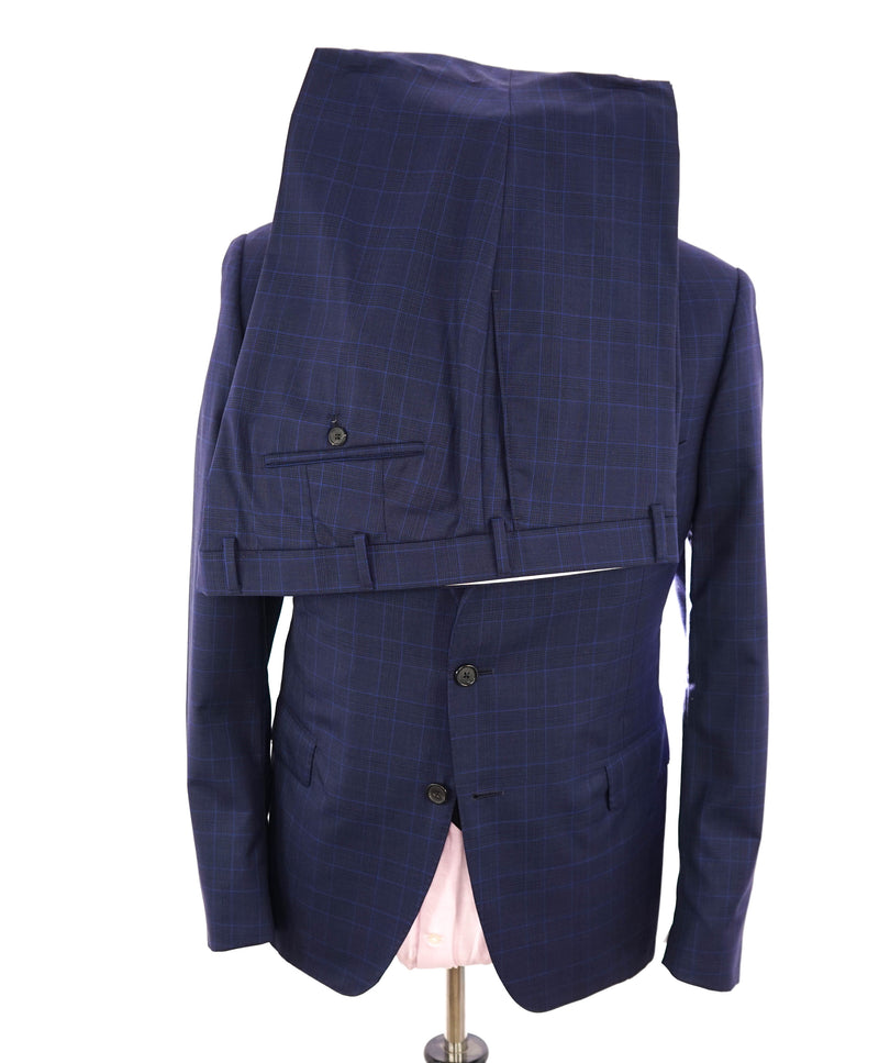 SAMUELSOHN - CUSTOM Blue Check Plaid "LORO PIANA" SILK Fabric Suit - 45S/38W