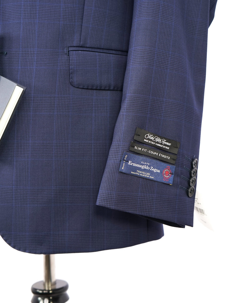 ERMENEGILDO ZEGNA - By SAKS FIFTH AVENUE Bold Blue Plaid Check Suit - 38S