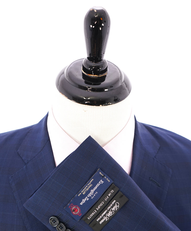 ERMENEGILDO ZEGNA By SAKS FIFTH AVENUE Slim Blue Plaid Check Suit Luxe Hanger