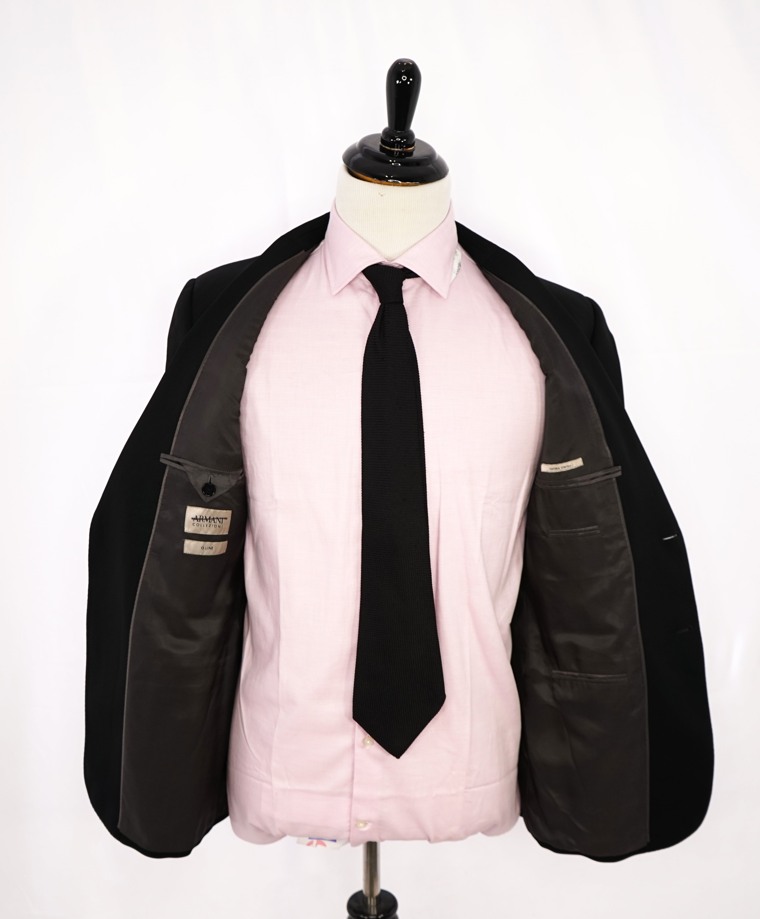 ARMANI COLLEZIONI -  "G Line" Slim Modern Black Notch Lapel Suit - 40R