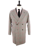 $2,250 ELEVENTY - Ivory/Black/Red Houndstooth CASHMERE/Wool Coat - 42R (52EU)