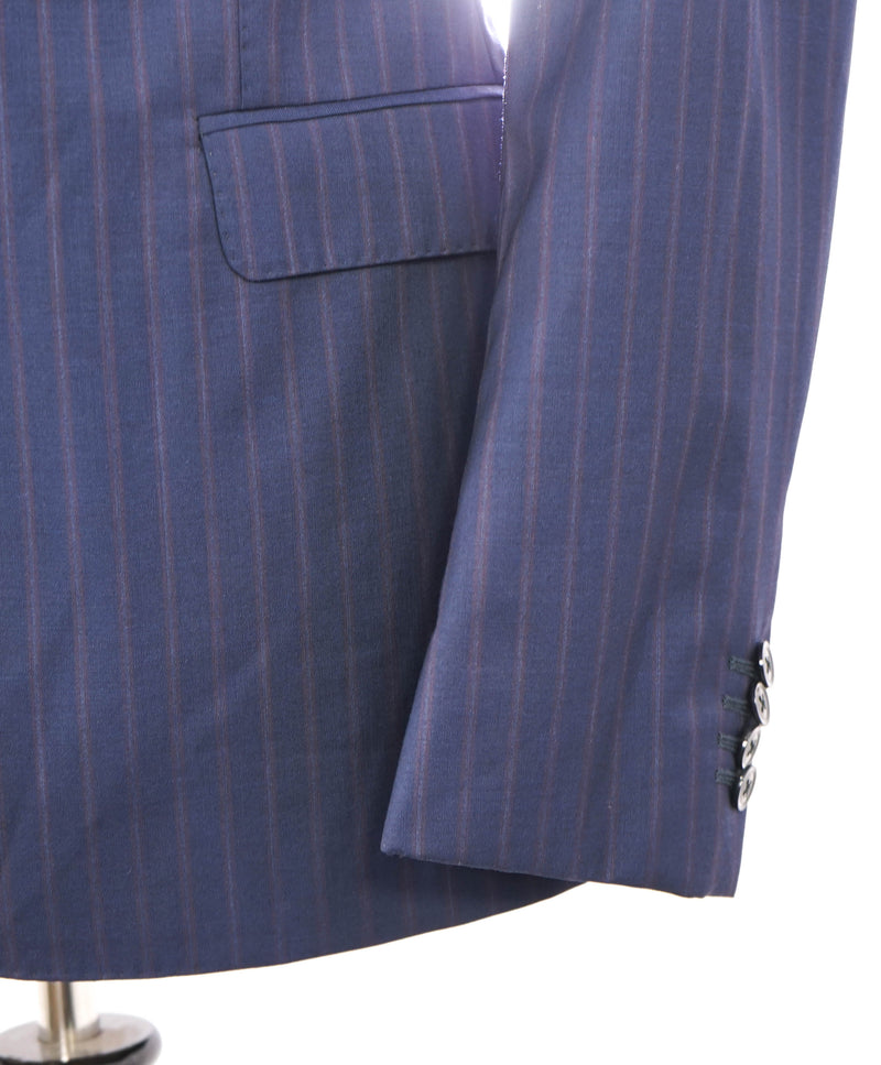 $1,895 ARMANI COLLEZIONI - “S Line” SLIM Red & Blue Rope Stripe PREMIUM Suit - 40L