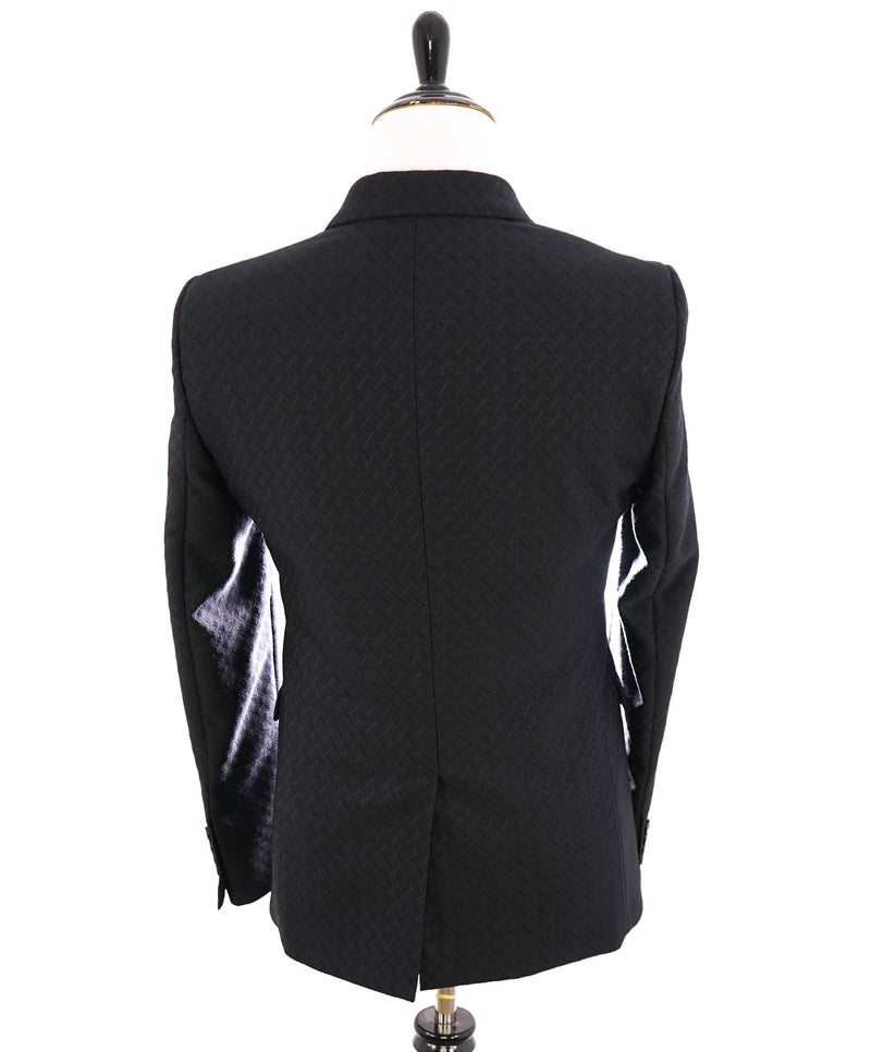 EMPORIO ARMANI - Black Geometric Textured Weave UNIQUE PREMIUM Suit - 40R