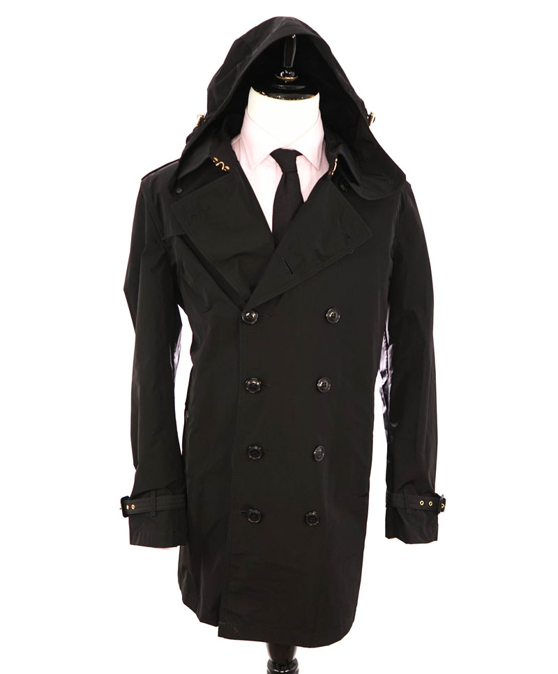 BURBERRY LONDON ENGLAND - Black PACKABLE Heritage LOGO Trench Coat - XXL