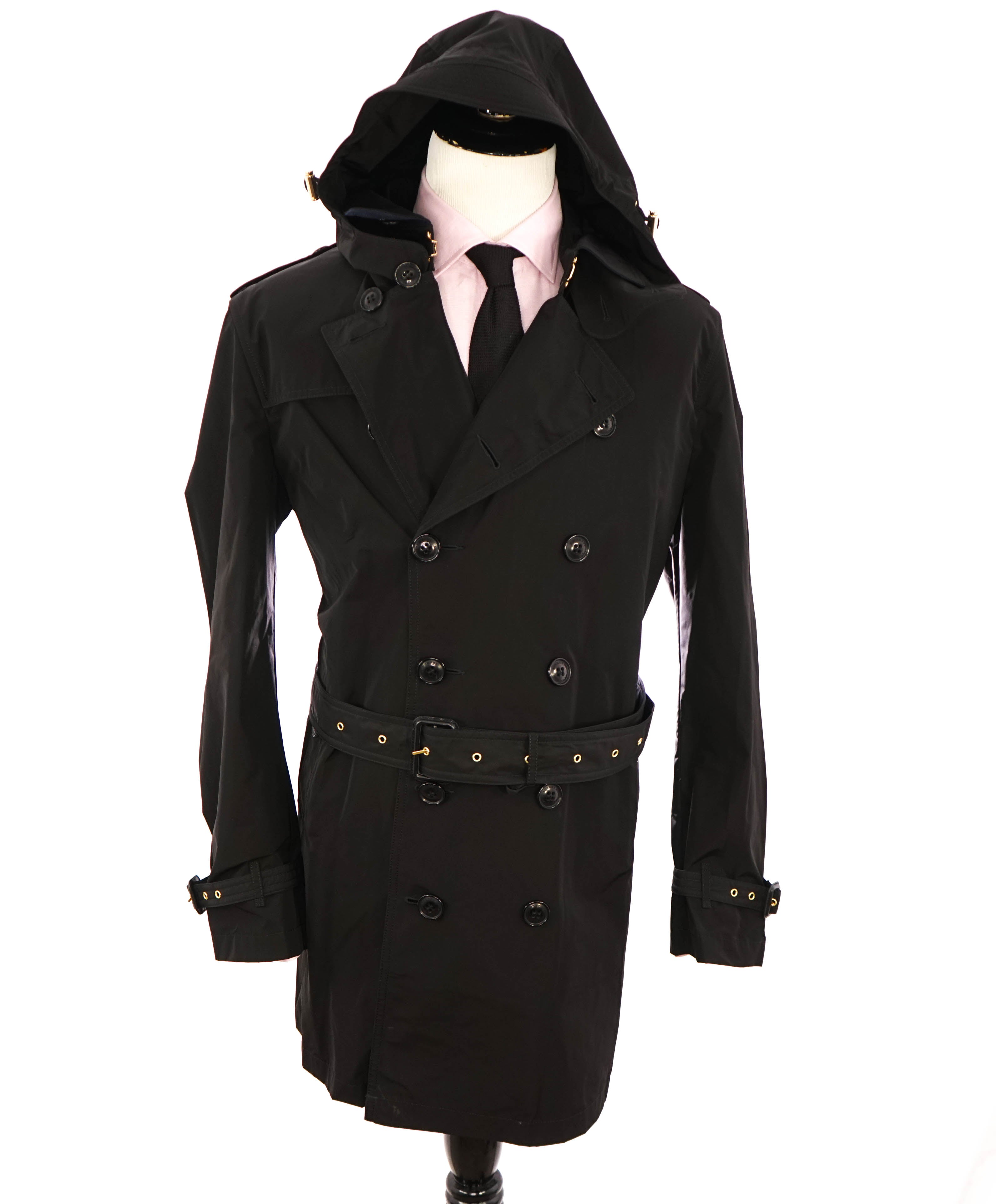 BURBERRY LONDON ENGLAND - Black PACKABLE Heritage LOGO Trench Coat - XXL