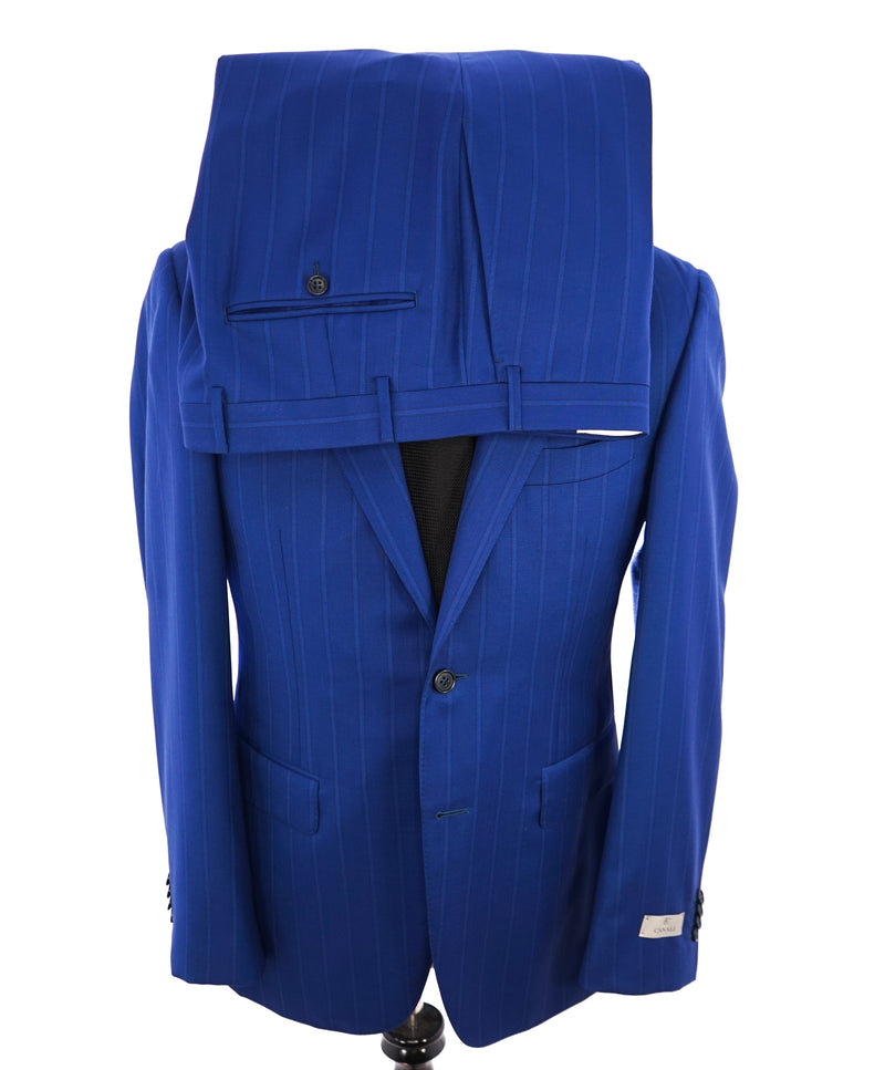 CANALI -"TRAVEL Collection" ROYAL BLUE CHALK STRIPE Oxford Weave Suit - 42R