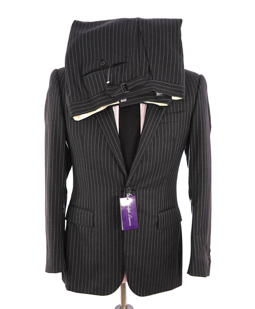 RALPH LAUREN PURPLE LABEL - ICONIC Gray Pinstripe Suit W Side Tabs - 38R