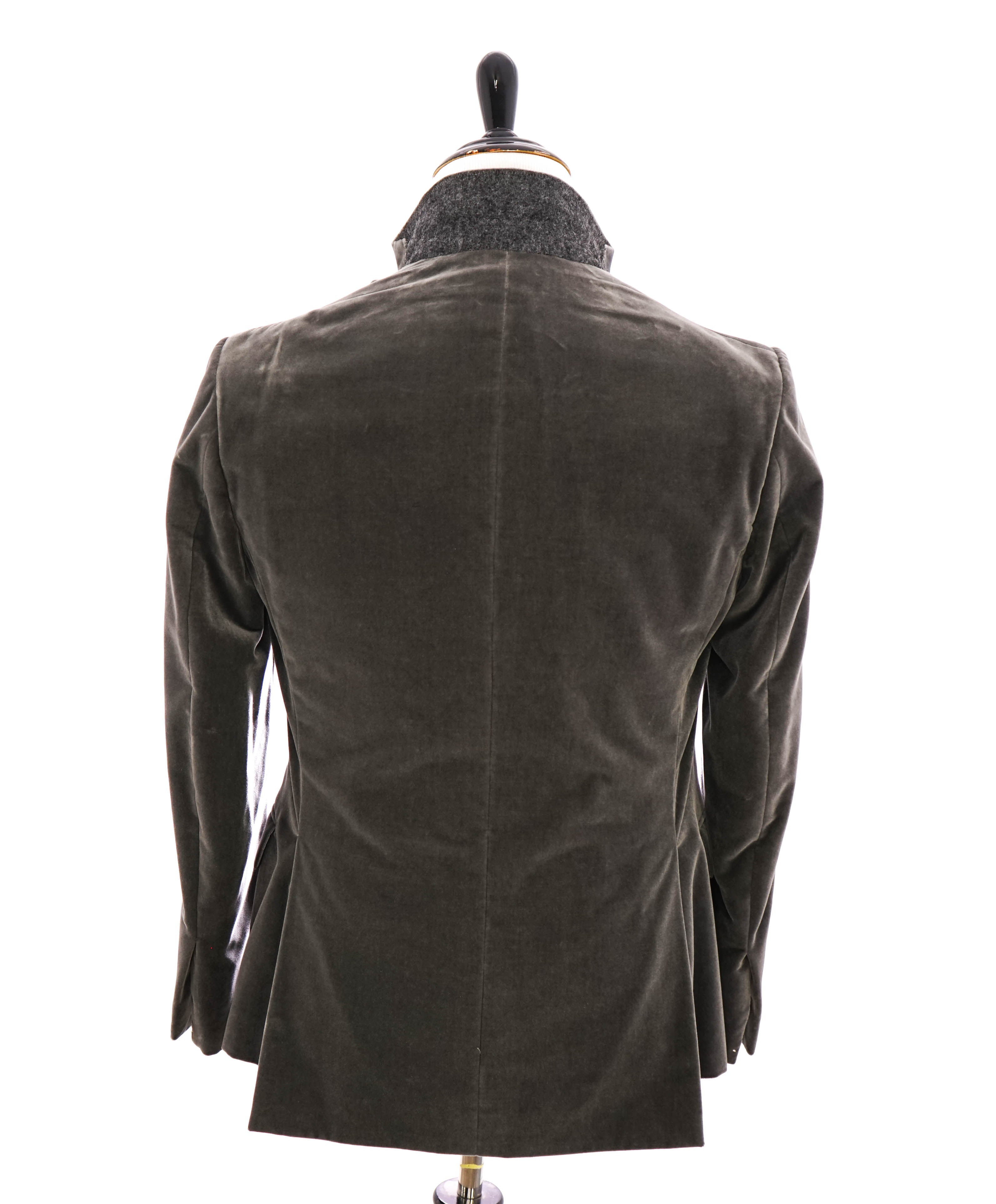 RALPH LAUREN PURPLE LABEL - *VELVET* Gray Solid Notch Lapel Blazer - 44R