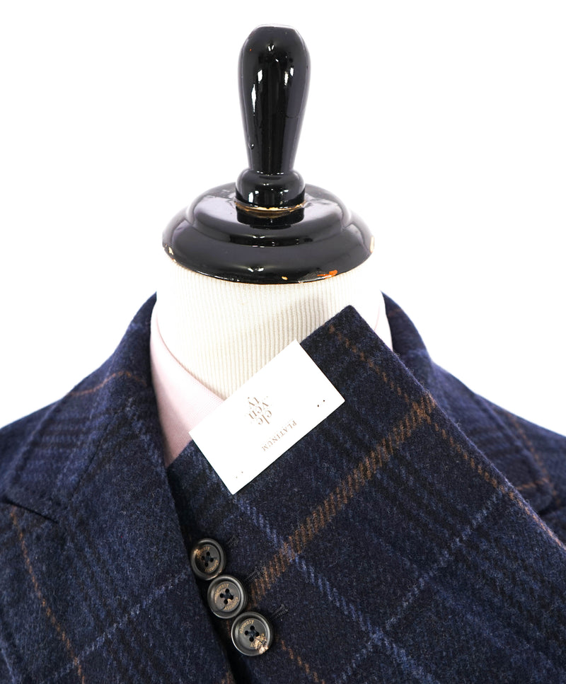 $2,000 ELEVENTY - Double-Breasted Blue CASHMERE Wool Coat - 44 US (54EU)