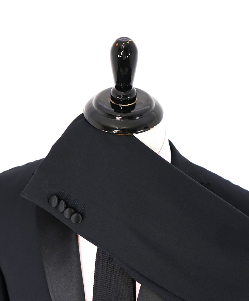 $1,595 Z ZEGNA - Midnight Blue Silk Peak Lapel Drop 8 Wool Tuxedo Suit - 44R