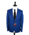 ISAIA - "160's SARTORIA 2PLY" Logo Cobalt Blue & Mint Green LOGO Suit - 40R