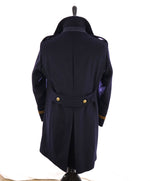 $2,000 ELEVENTY - Navy/Gold CASHMERE/Wool  Pilot/Aviator Overcoat - 38R (48 EU)