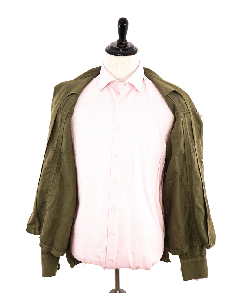 ELEVENTY PLATINUM - MOP Buttons Cotton/Linen Green Blend Shirt Jacket Coat - M