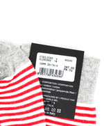 $59 ELEVENTY - Tall Long White & Red Stripe Dress Socks - N/A