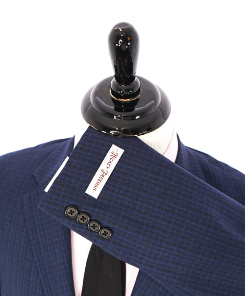 HICKEY FREEMAN - Blue Abstract Plaid Check Wool "Milburn ii" Suit USA - 38S
