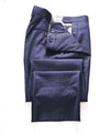 HICKEY FREEMAN - Medium Blue Wool Flat Front Dress Pants - 32W