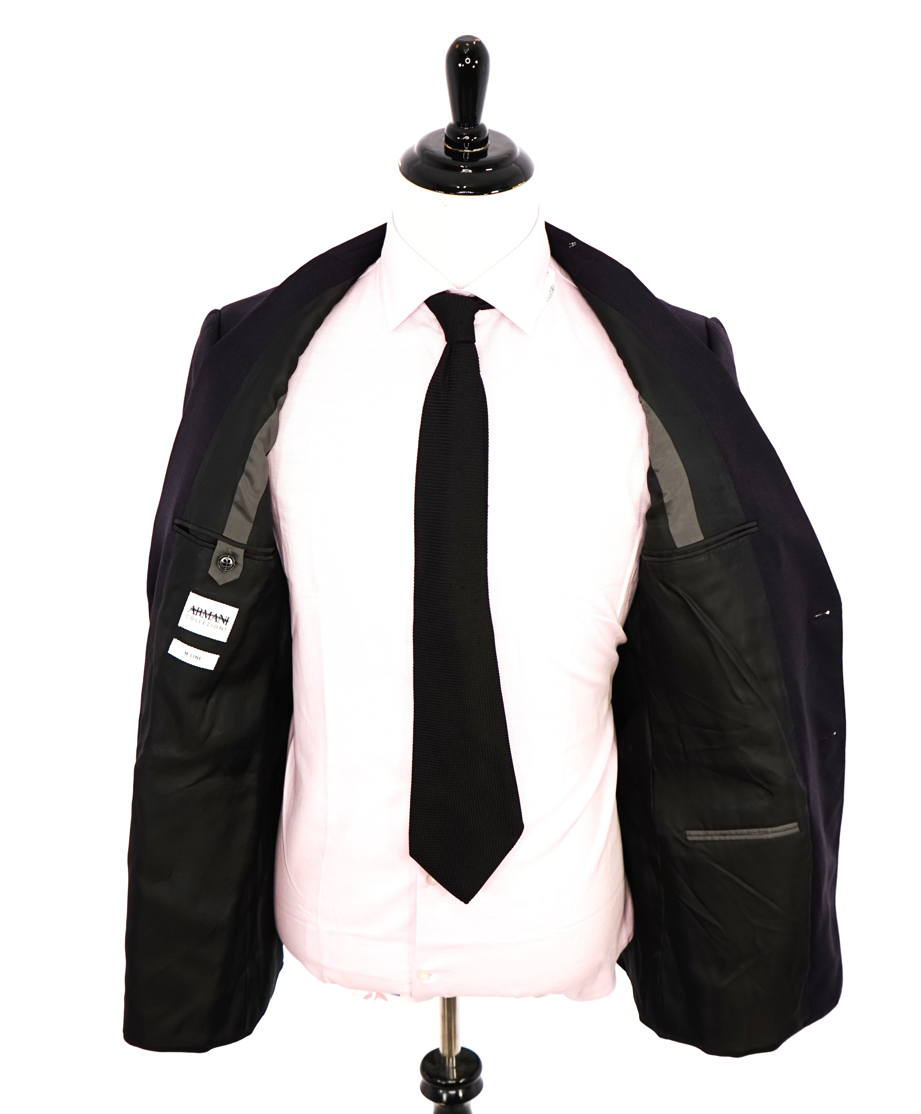 ARMANI COLLEZIONI - "M Line" Burgundy Check Peak Lapel Suit - 42L