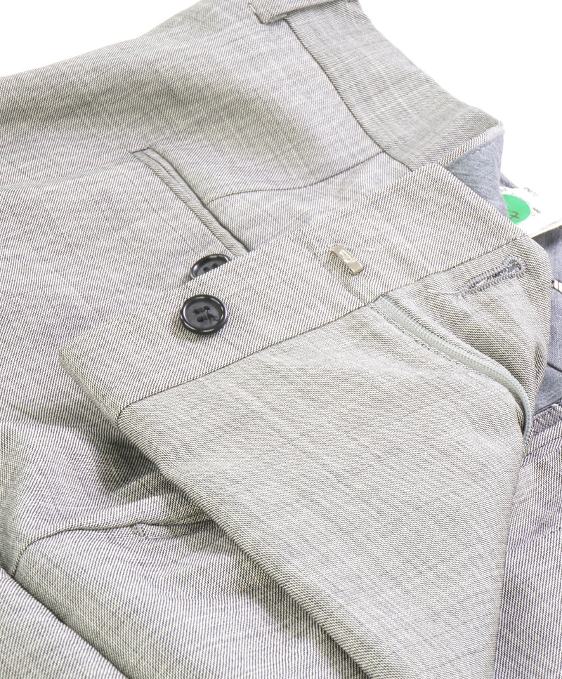 HICKEY FREEMAN - Light Gray Wool Flat Front Dress Pants - 34W