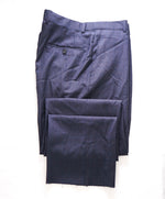 HICKEY FREEMAN - Mid Blue / Red Check Wool Flat Front Dress Pants - 34W