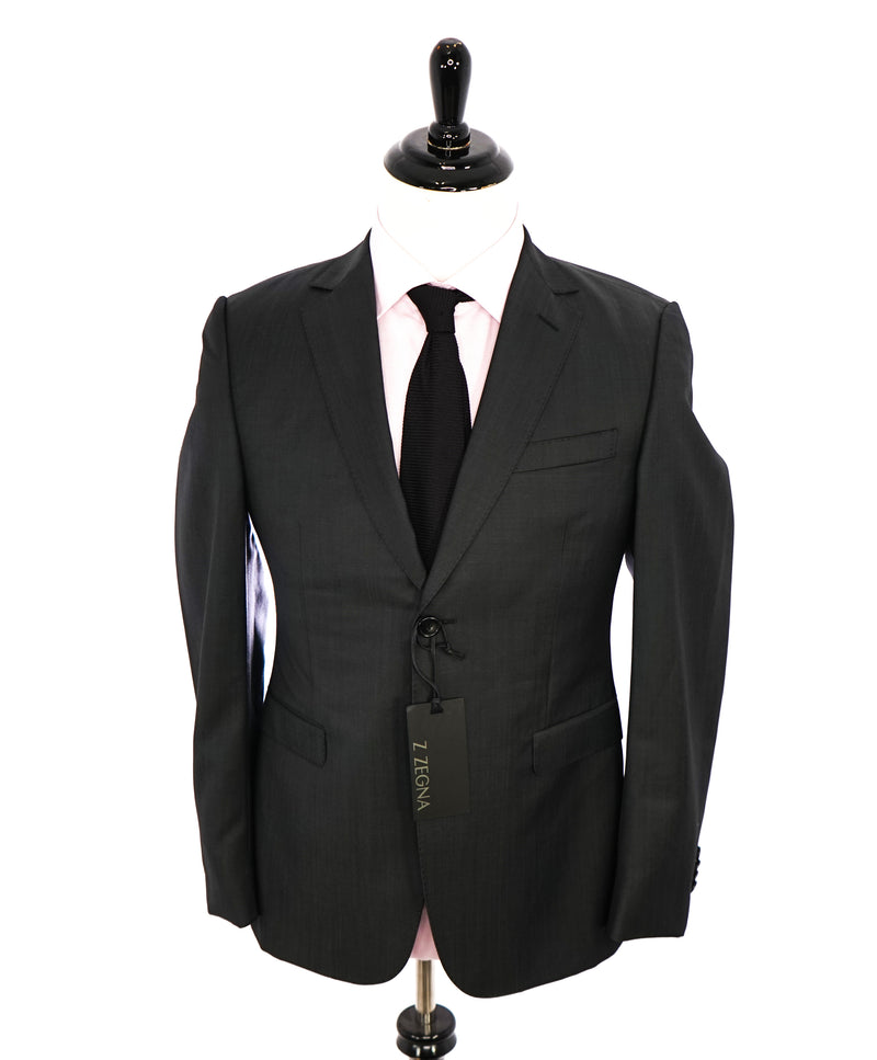 Z ZEGNA - MOHAIR Blend Gray Sharkskin Slim Wool Suit - 38S