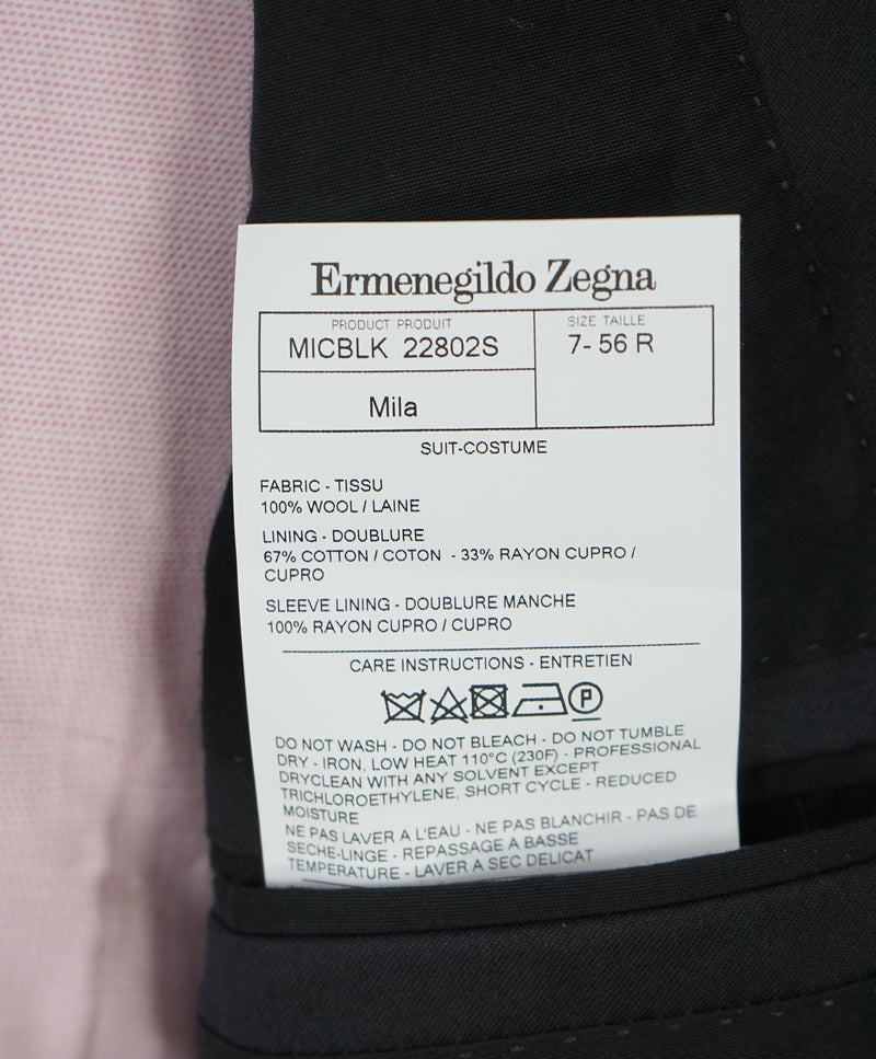 ERMENEGILDO ZEGNA -"MICRONSPHERE MILA" PEAK LAPEL Black Tuxedo - 46R