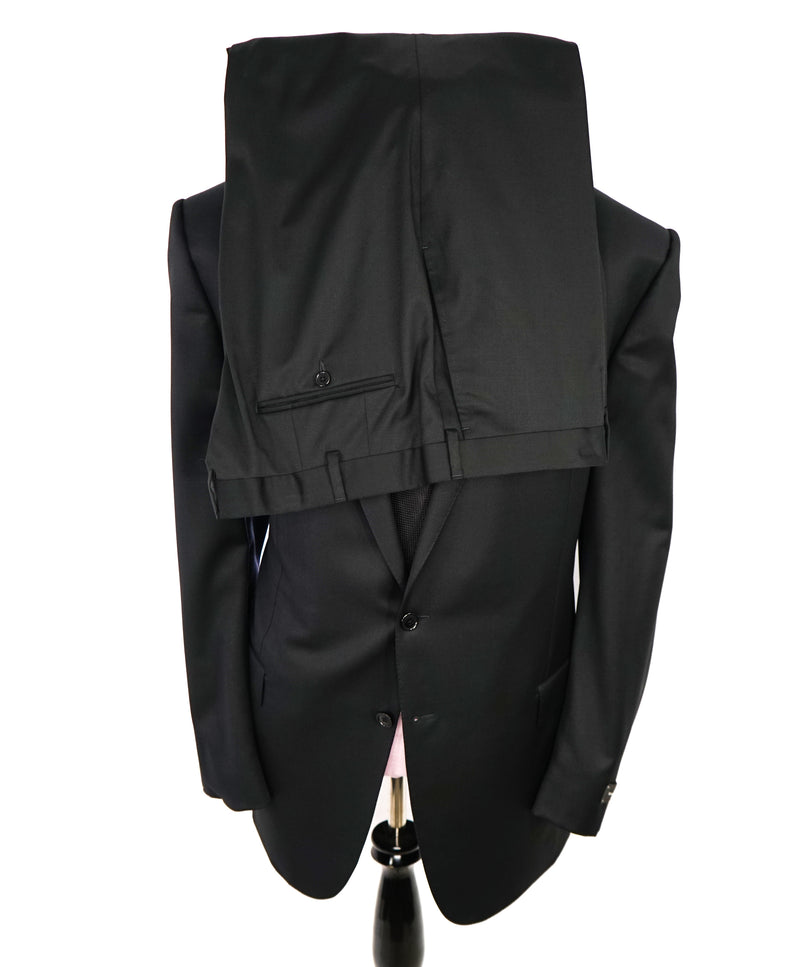 ERMENEGILDO ZEGNA - "MICRONSPHERE" Closet Staple Solid Black Suit - 54L