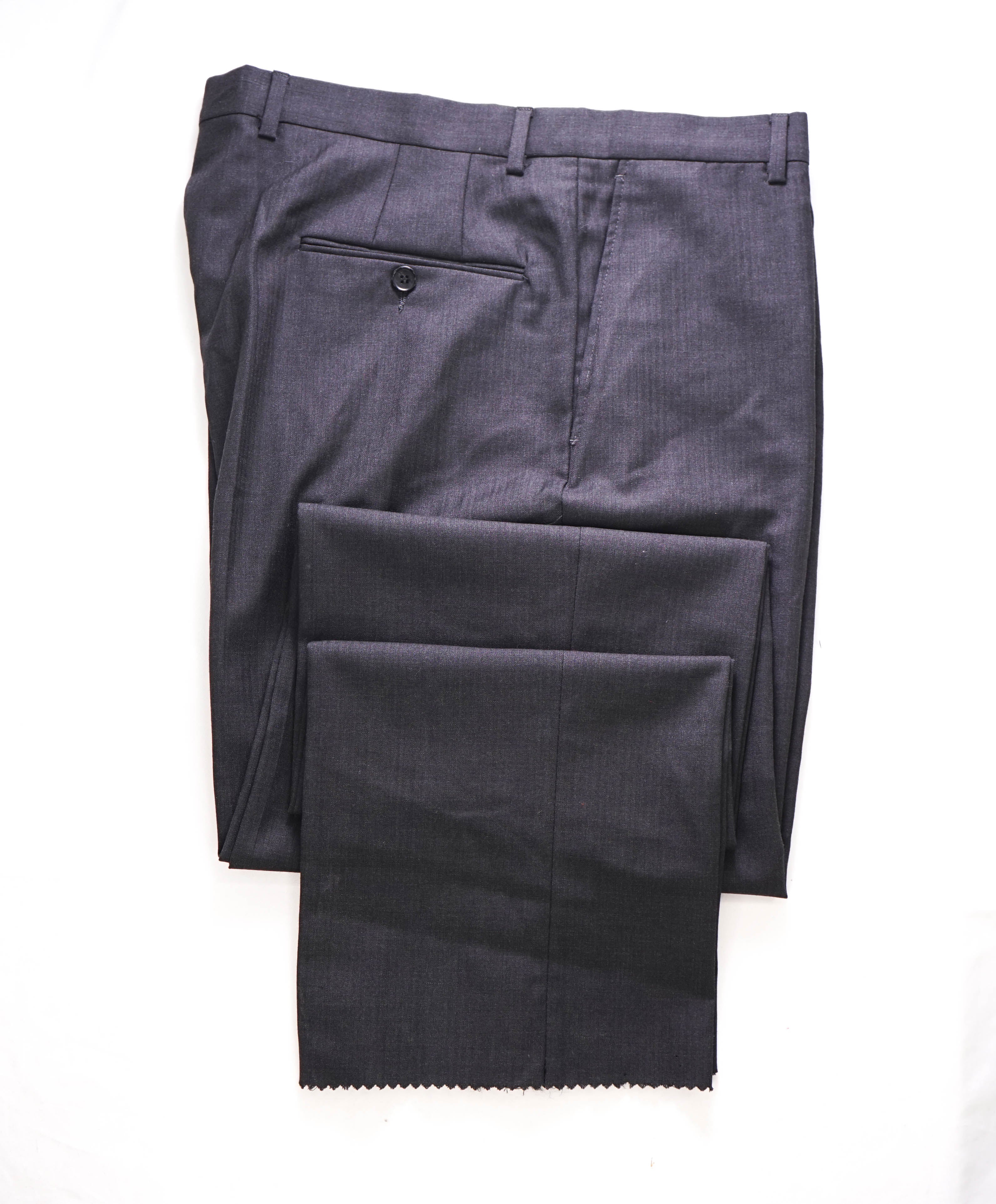 HICKEY FREEMAN -  DK Gray Micro Herringbone Wool Flat Front Dress Pants - 36W