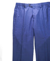 HICKEY FREEMAN - Medium Blue Textured Wool Flat Front Dress Pants - 34W