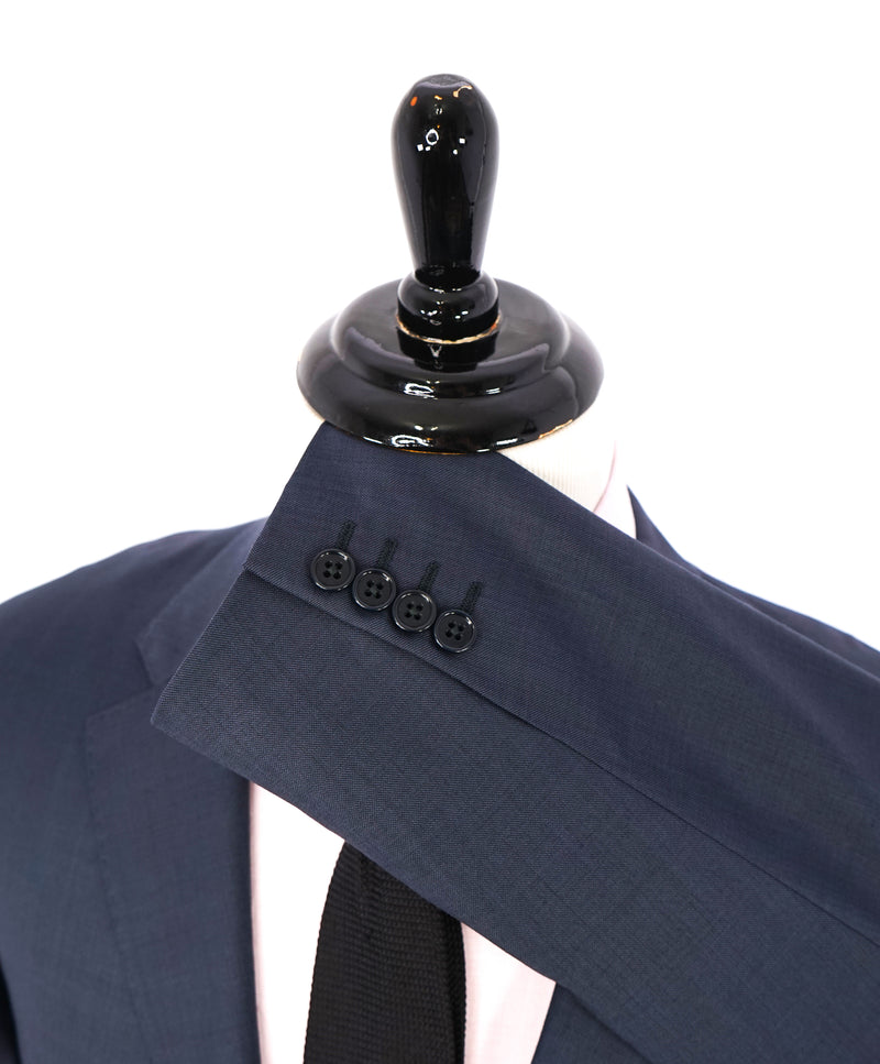 ARMANI COLLEZIONI -  "G Line" Steel Blue Solid Notch Lapel 2-Button Suit - 42R