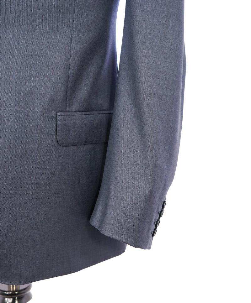 ARMANI COLLEZIONI -  "G Line" Steel Blue Solid Notch Lapel 2-Button Suit - 42R