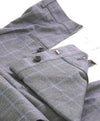 HICKEY FREEMAN - Gray & Blue Windowpane Wool Flat Front Dress Pants - 40W