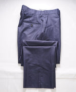 HICKEY FREEMAN - Heathered Blue Wool Flat Front Dress Pants - 32W