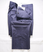HICKEY FREEMAN - Heathered Blue Wool Flat Front Dress Pants - 40W