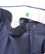 HICKEY FREEMAN - Heathered Blue Wool Flat Front Dress Pants - 40W