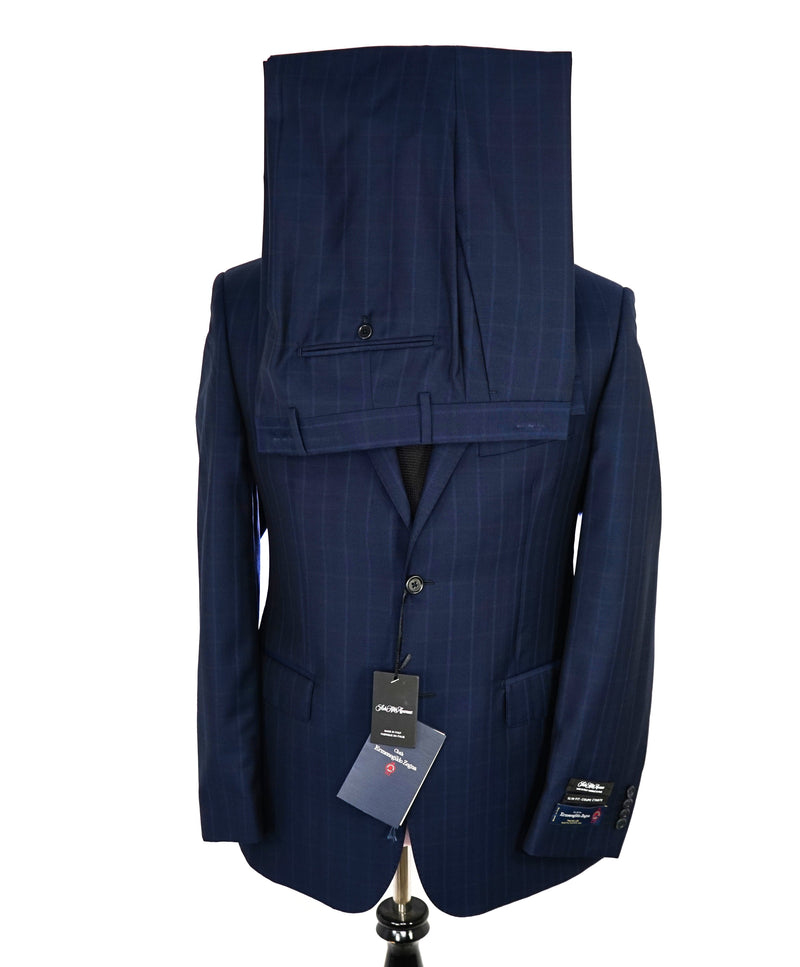 ERMENEGILDO ZEGNA - "Slim" SAKS FIFTH AVENUE Blue n' Camel Check Suit - 40R