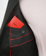 HUGO BOSS - Notch Lapel Solid Black 2-Button RED PIPPING Tuxedo Suit - 42L