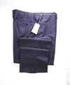 BRIONI - "TIGULLIO" Slim FLANNEL Heathered Blue Flat Front Dress Pants - 40W