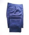 HICKEY FREEMAN -  Blue Pindot Wool Flat Front Dress Pants - 42W