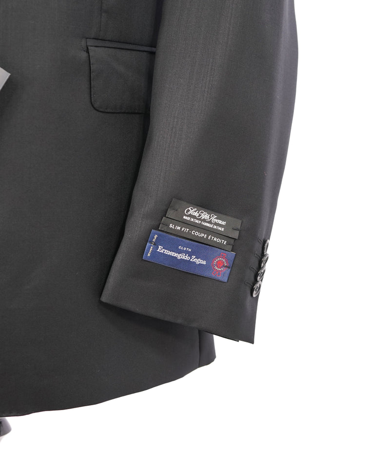 ERMENEGILDO ZEGNA - By SAKS FIFTH AVENUE SILK BLEND "SLIM" Black Suit - 36S