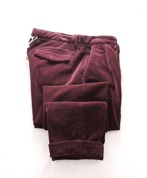 $345 ELEVENTY - Burgundy Brown Corduroy Chino Casual/Slim Pants- 33W